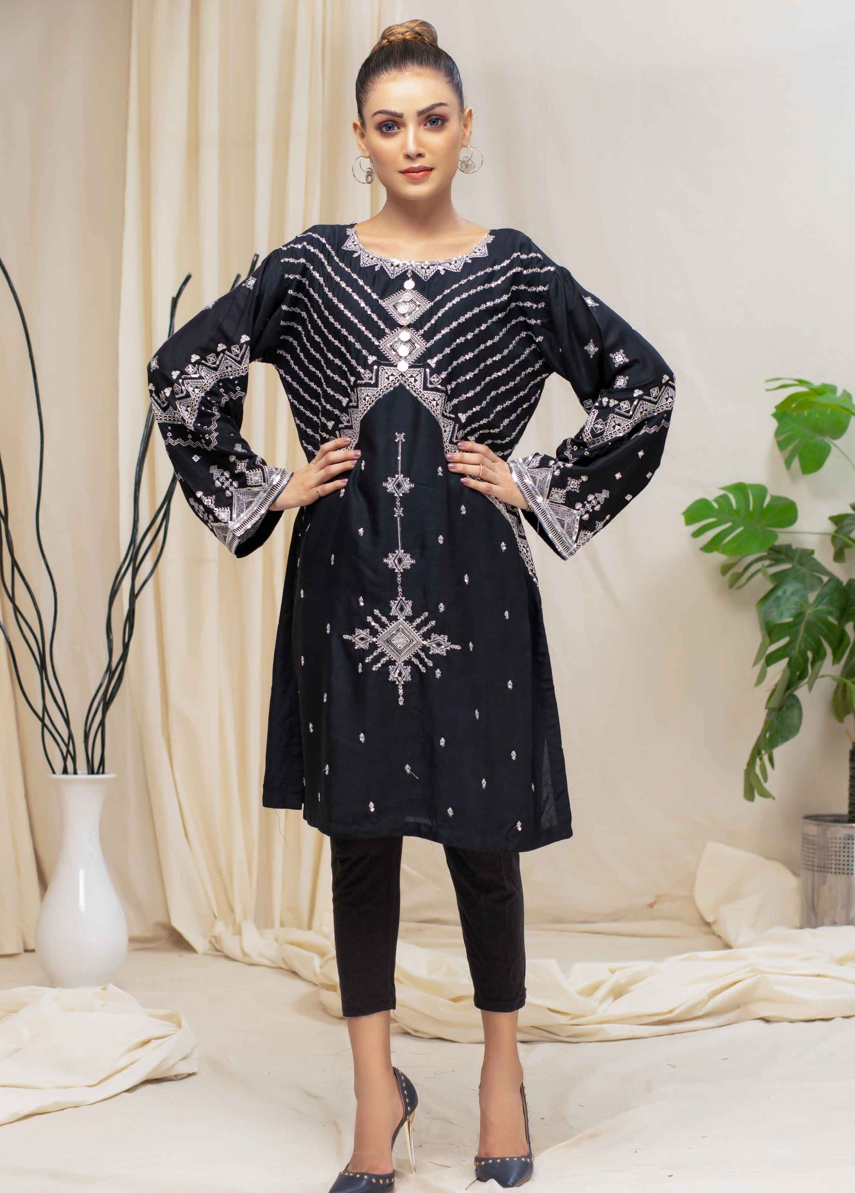 Graceful black ready to wear pret kurti by Nimsay spring collection 2019 -  Online Shopping In Pakistan